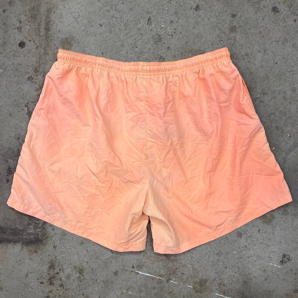 Vintage 90s Surf Style Swim Trunks XL Peach Orange Nylon Shorts Beach Surfer - Picture 4 of 16